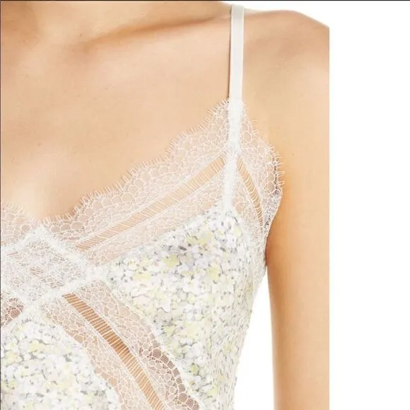 Jason Wu Lace Trim Satin Chemise Slip Negligé Lingerie, Yelllow, Medium, NWT