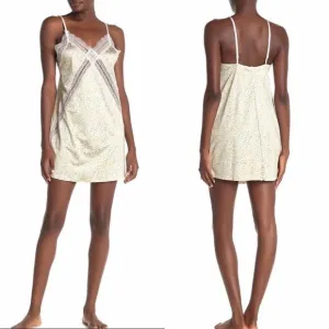 Jason Wu Lace Trim Satin Chemise Slip Negligé Lingerie, Yelllow, Medium, NWT