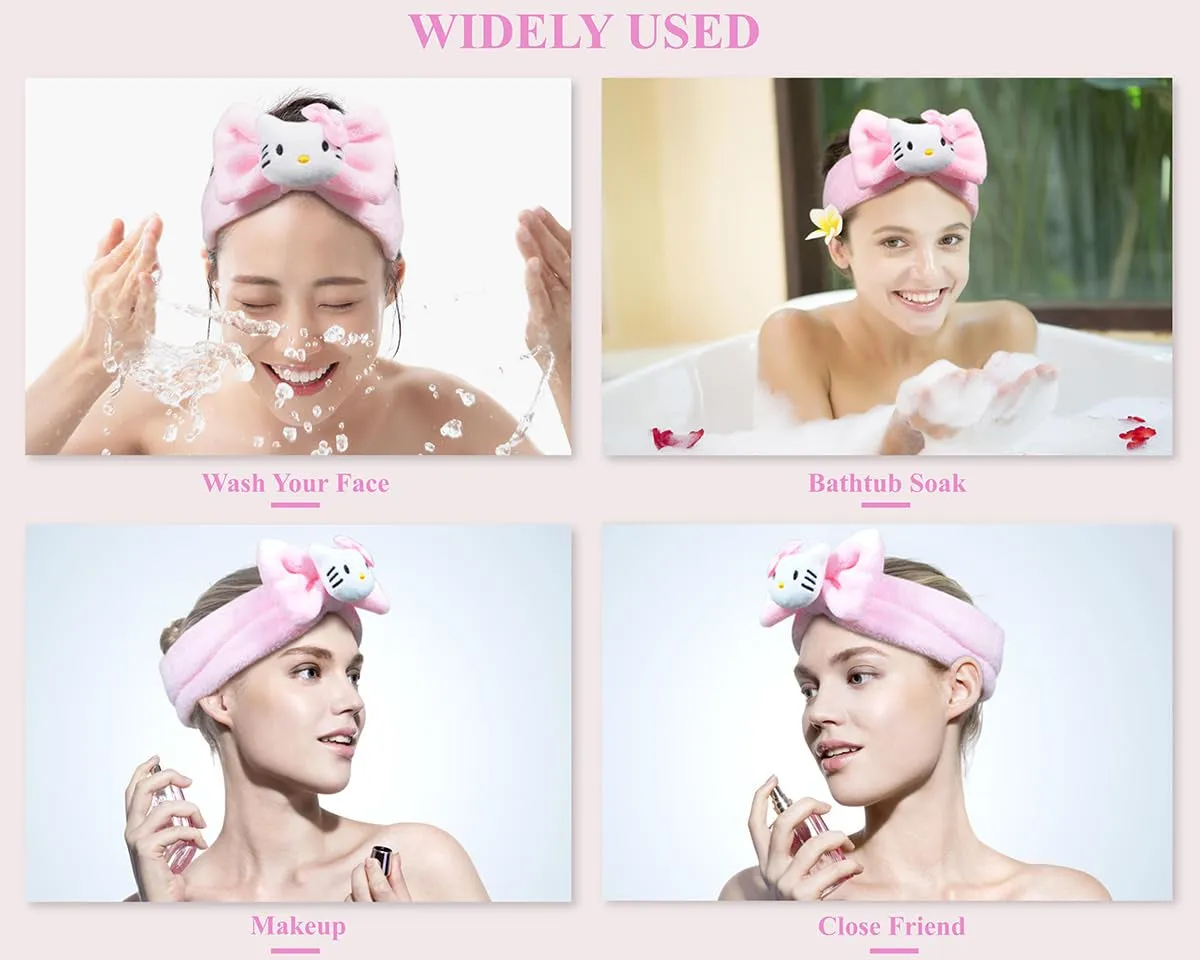 Kawaii Headband for Spa, Makeup, Face Washing & Pajama Parties - Suitable for Girls and Women (F)