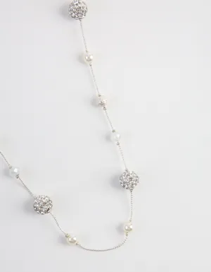 Kids Silver Fireball Classic Bead Station Necklace