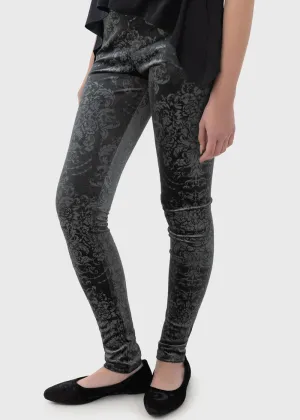 Killstar Lost Misery Velvet Leggings Gray
