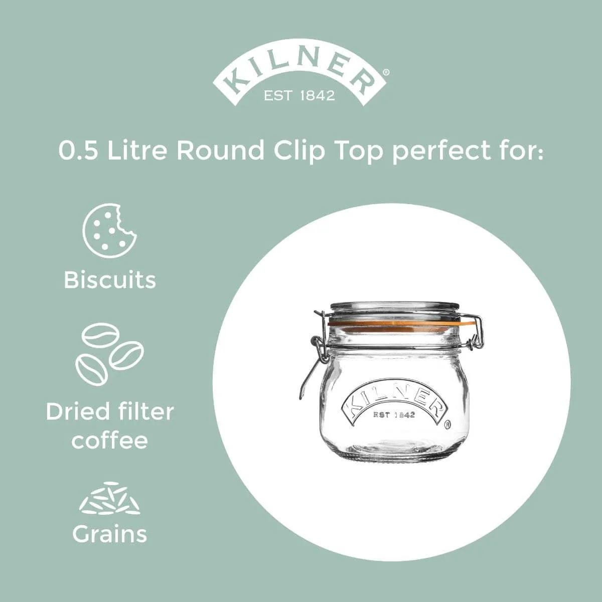 Kilner Clip Top Round Jar 0.5 Litre KL0025490