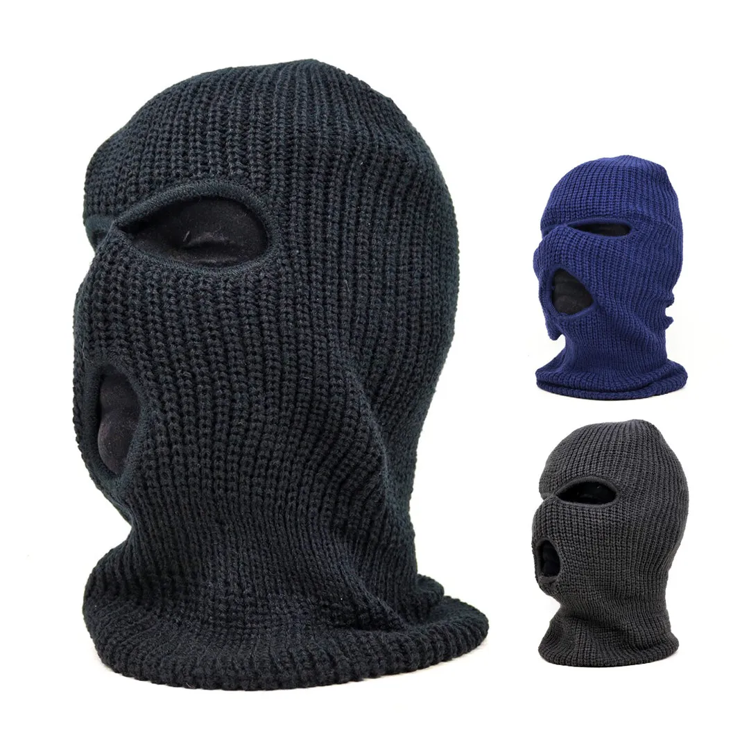 Knit Ski Mask - Three Hole, Asst'd