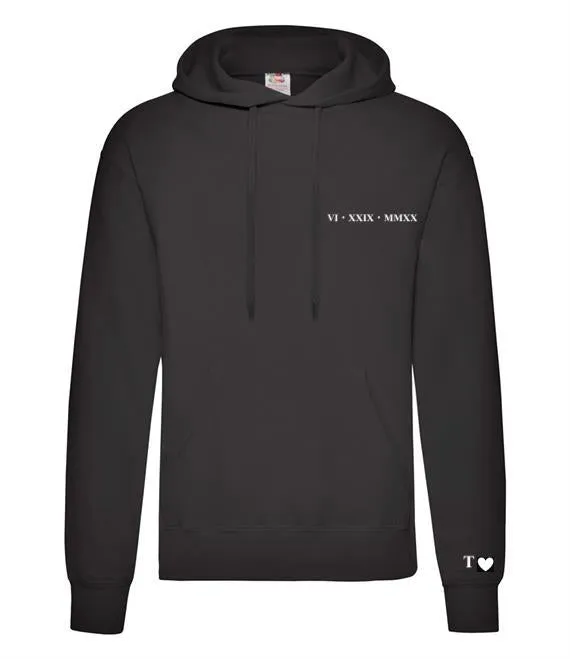 Ladies personalised Roman Numerals Over Head Hoody