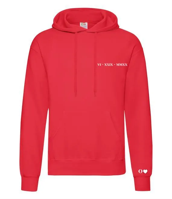 Ladies personalised Roman Numerals Over Head Hoody