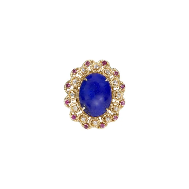 Lapis 14K Gold Diamond Cocktail Ring