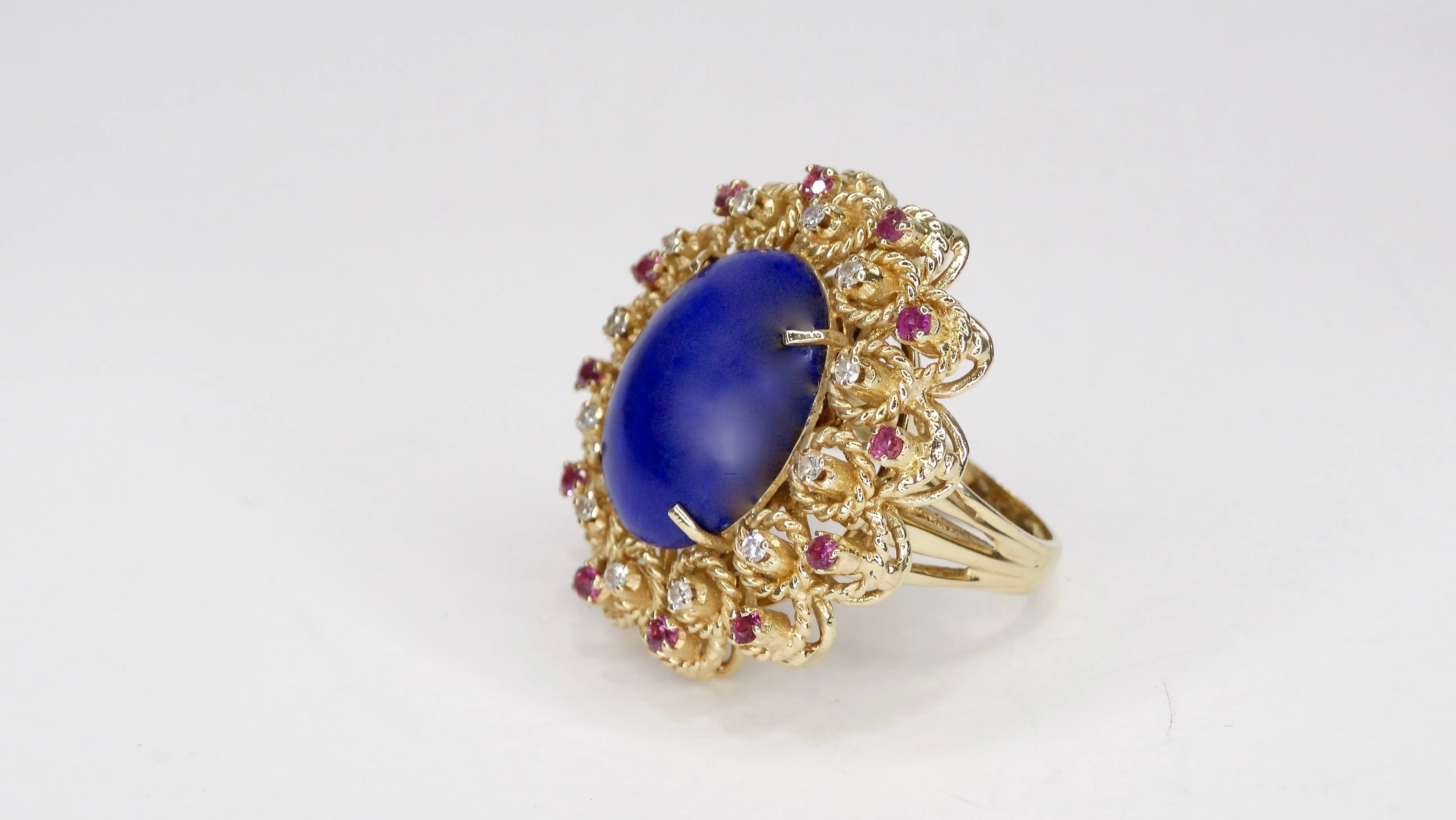 Lapis 14K Gold Diamond Cocktail Ring