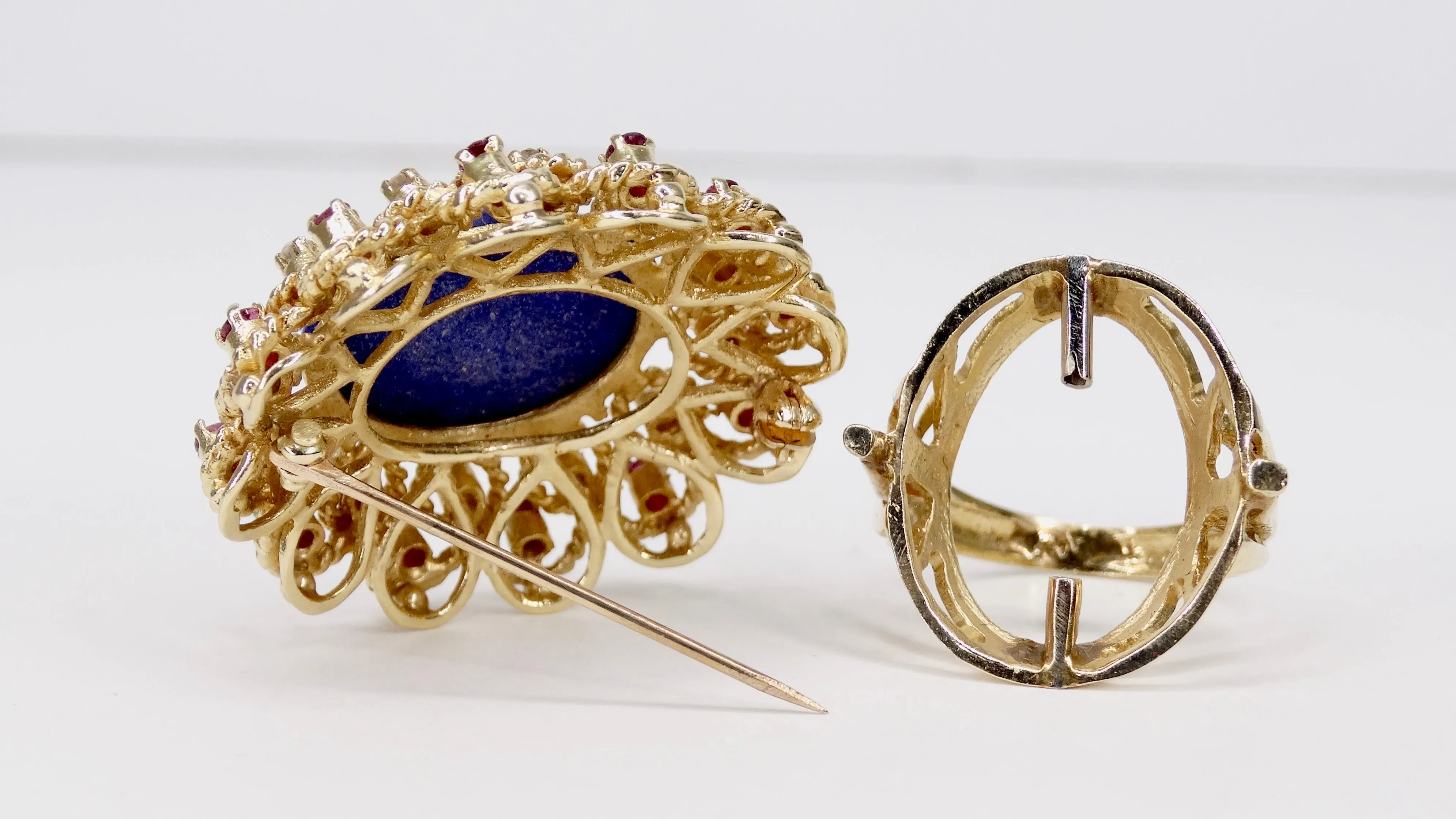 Lapis 14K Gold Diamond Cocktail Ring