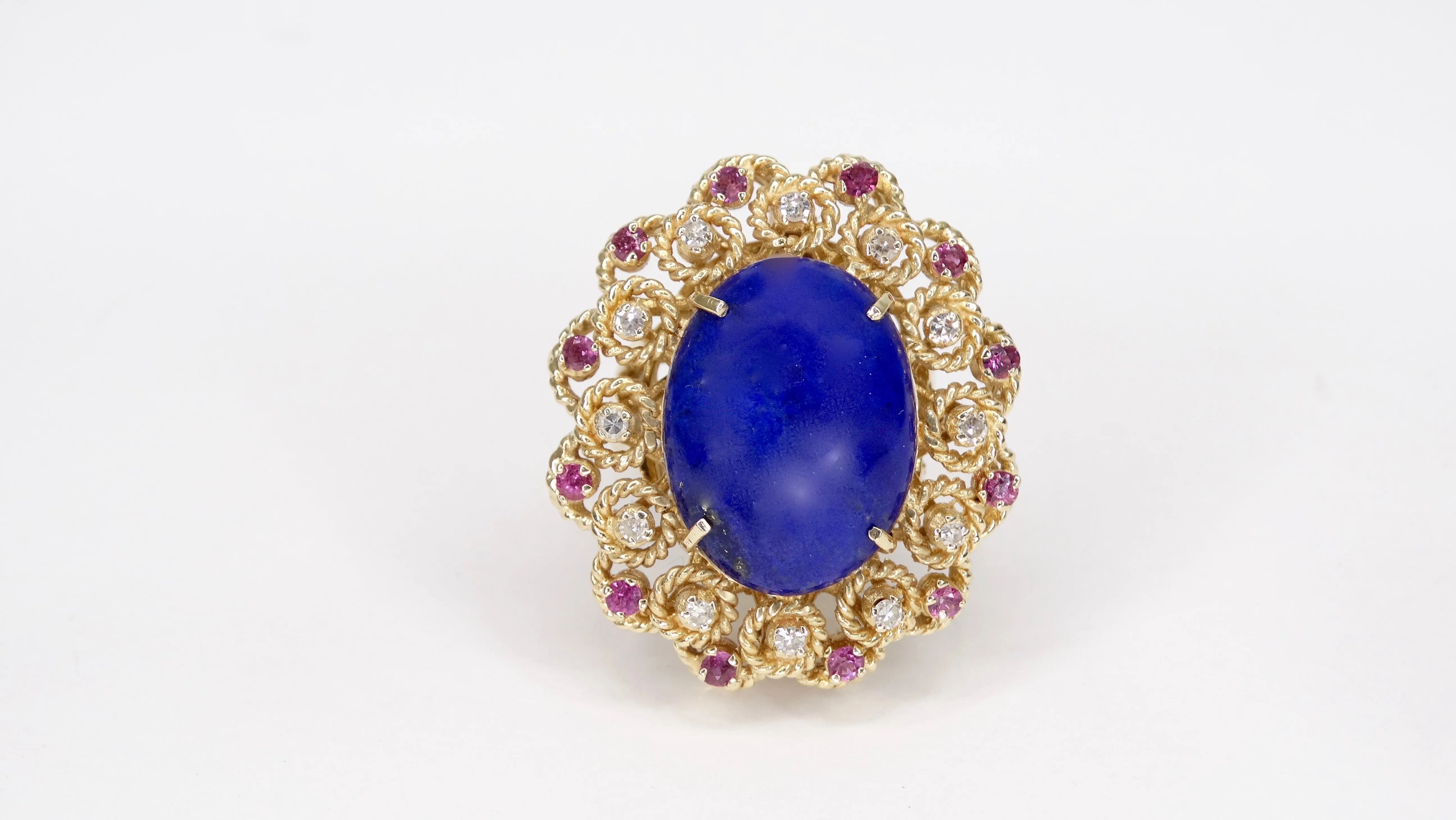 Lapis 14K Gold Diamond Cocktail Ring