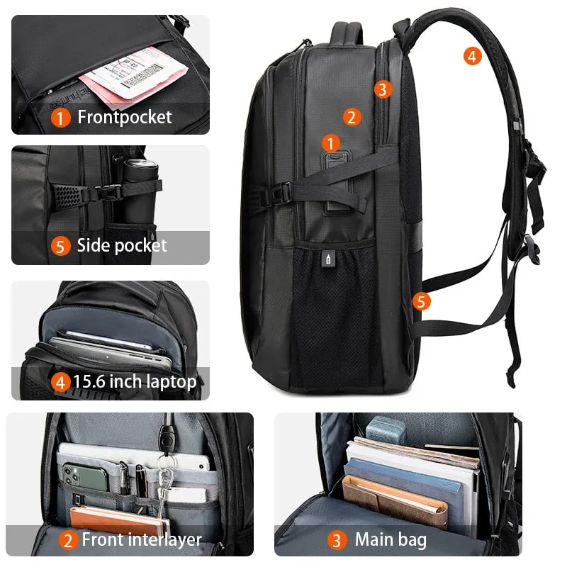 Large Cabin-Ready Laptop & Travel Backpack, 32 Liters, Black/Blue/Gray