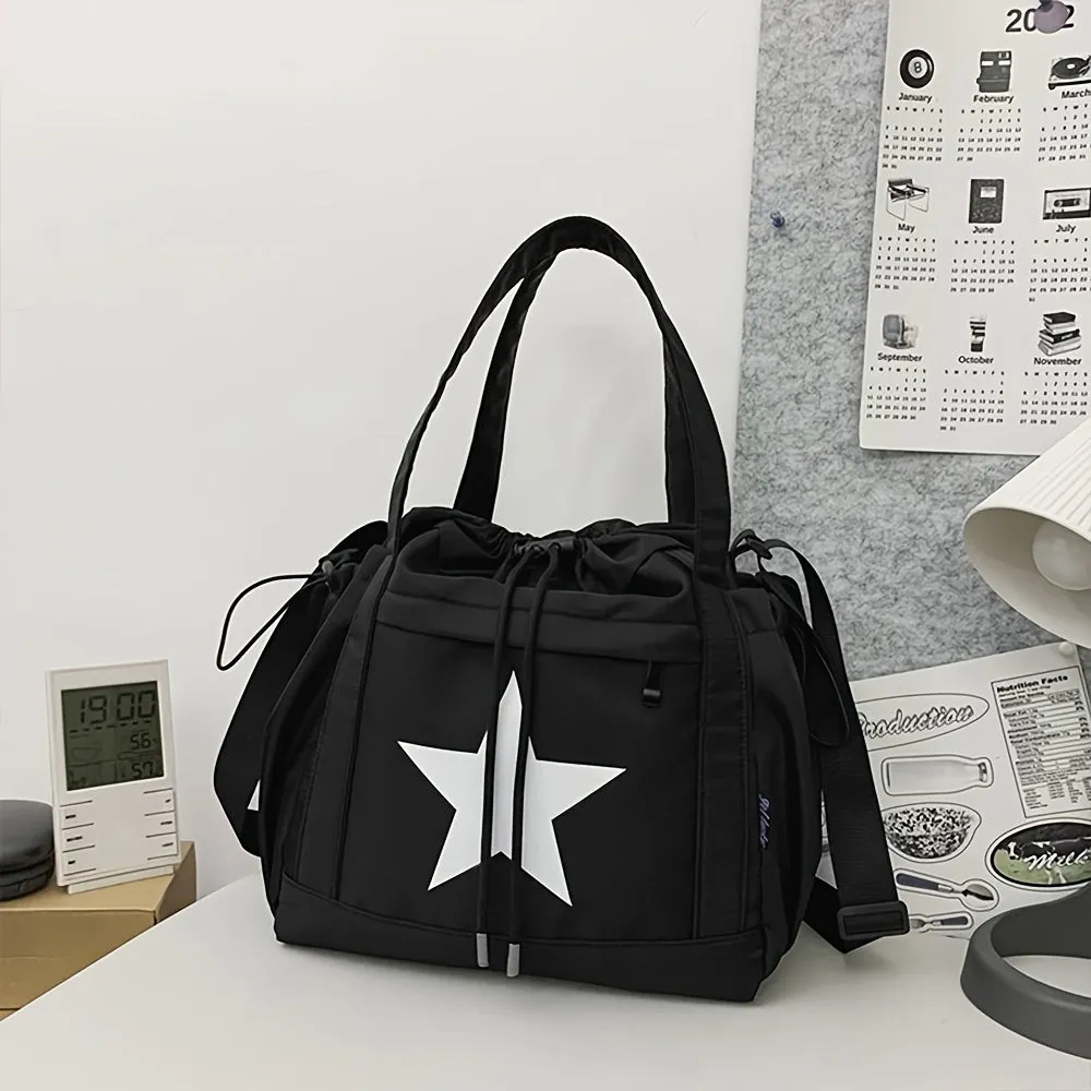 Large Capacity Women's Shoulder Bag Star Graphic Casual Style Vegan Leather