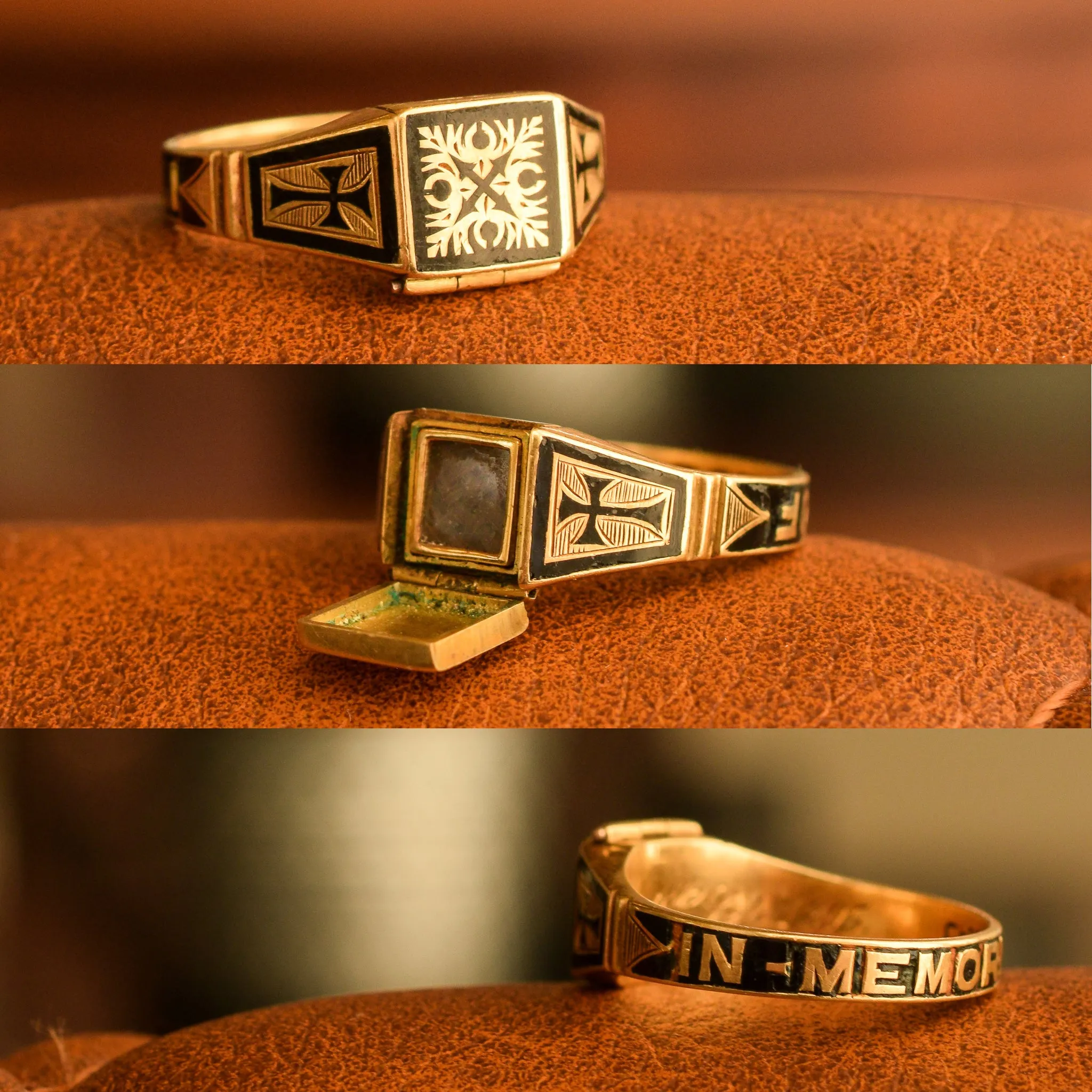 Late Victorian IN MEMORY OF Locket Mourning Ring