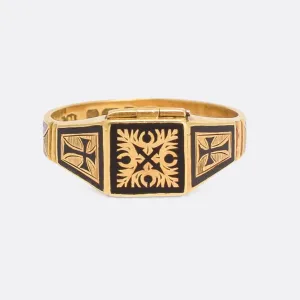 Late Victorian IN MEMORY OF Locket Mourning Ring