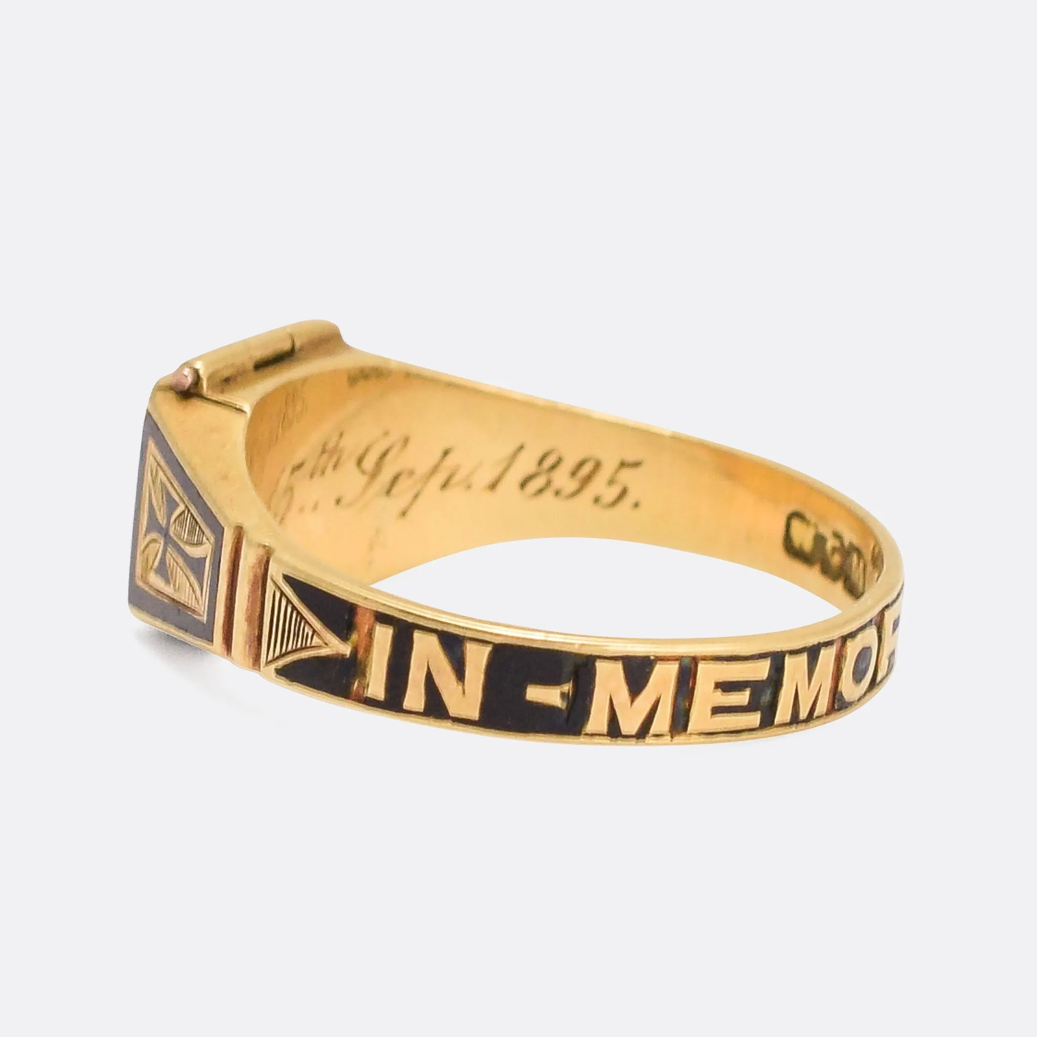 Late Victorian IN MEMORY OF Locket Mourning Ring