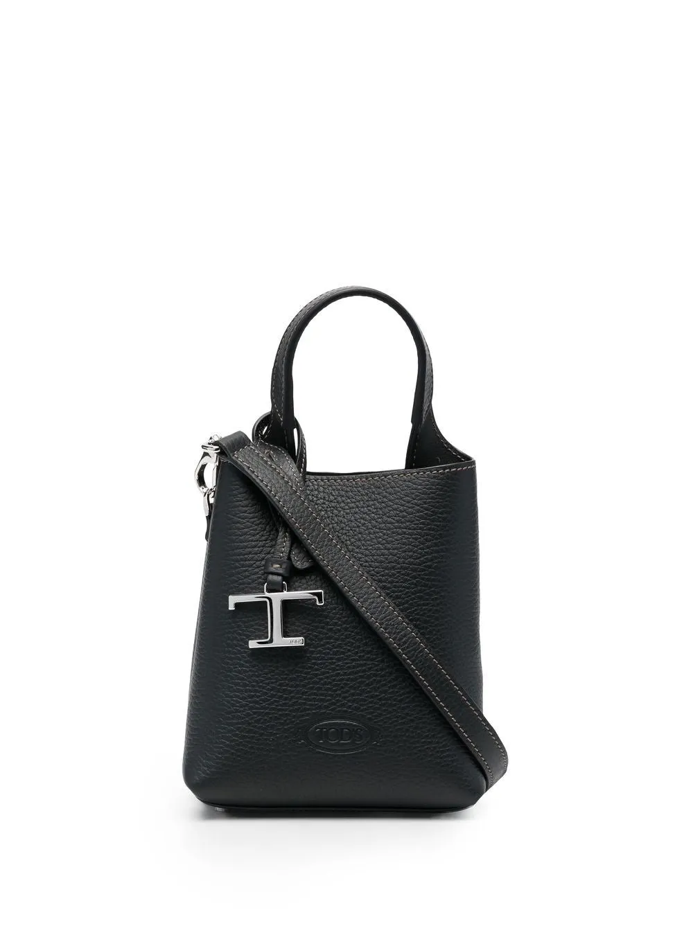 Leather micro bucket bag