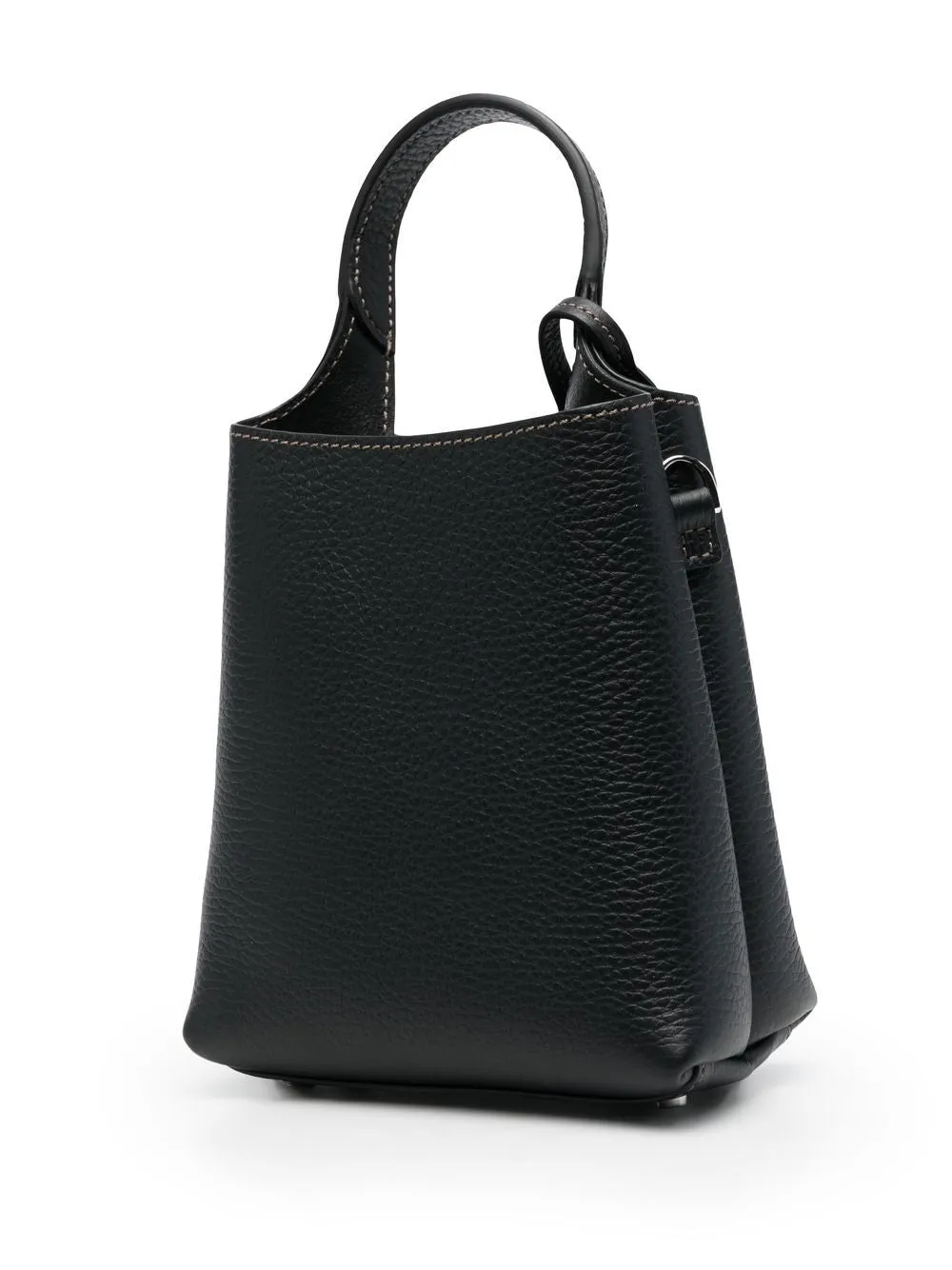 Leather micro bucket bag