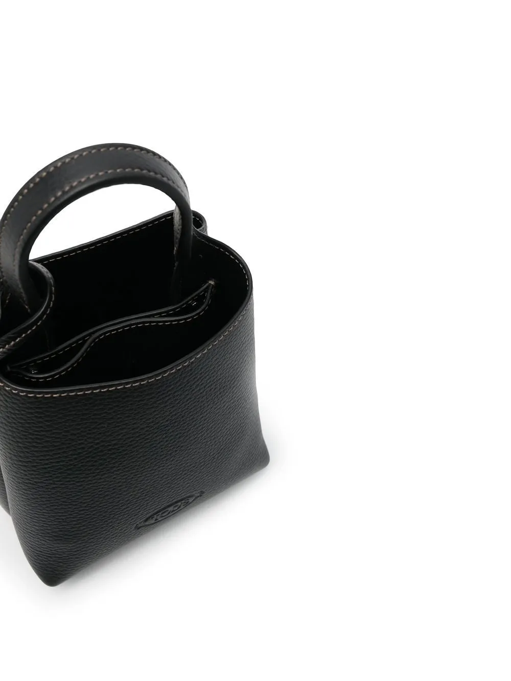 Leather micro bucket bag