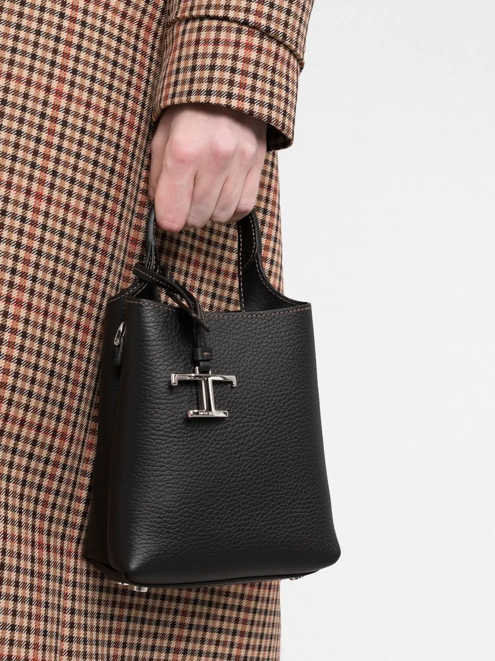 Leather micro bucket bag