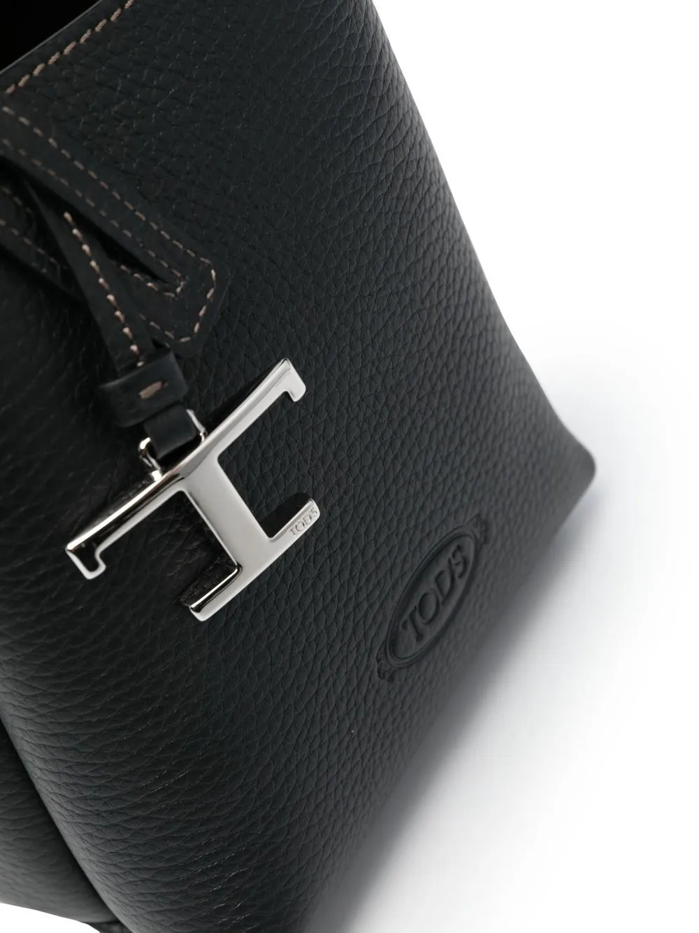 Leather micro bucket bag