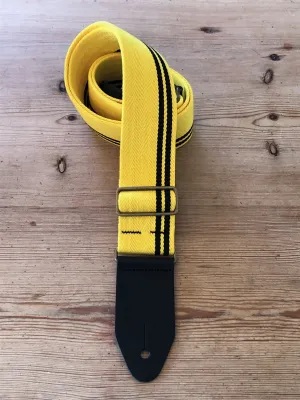 LG Yellow With Black Racing Stripe Cotton Guitar Strap