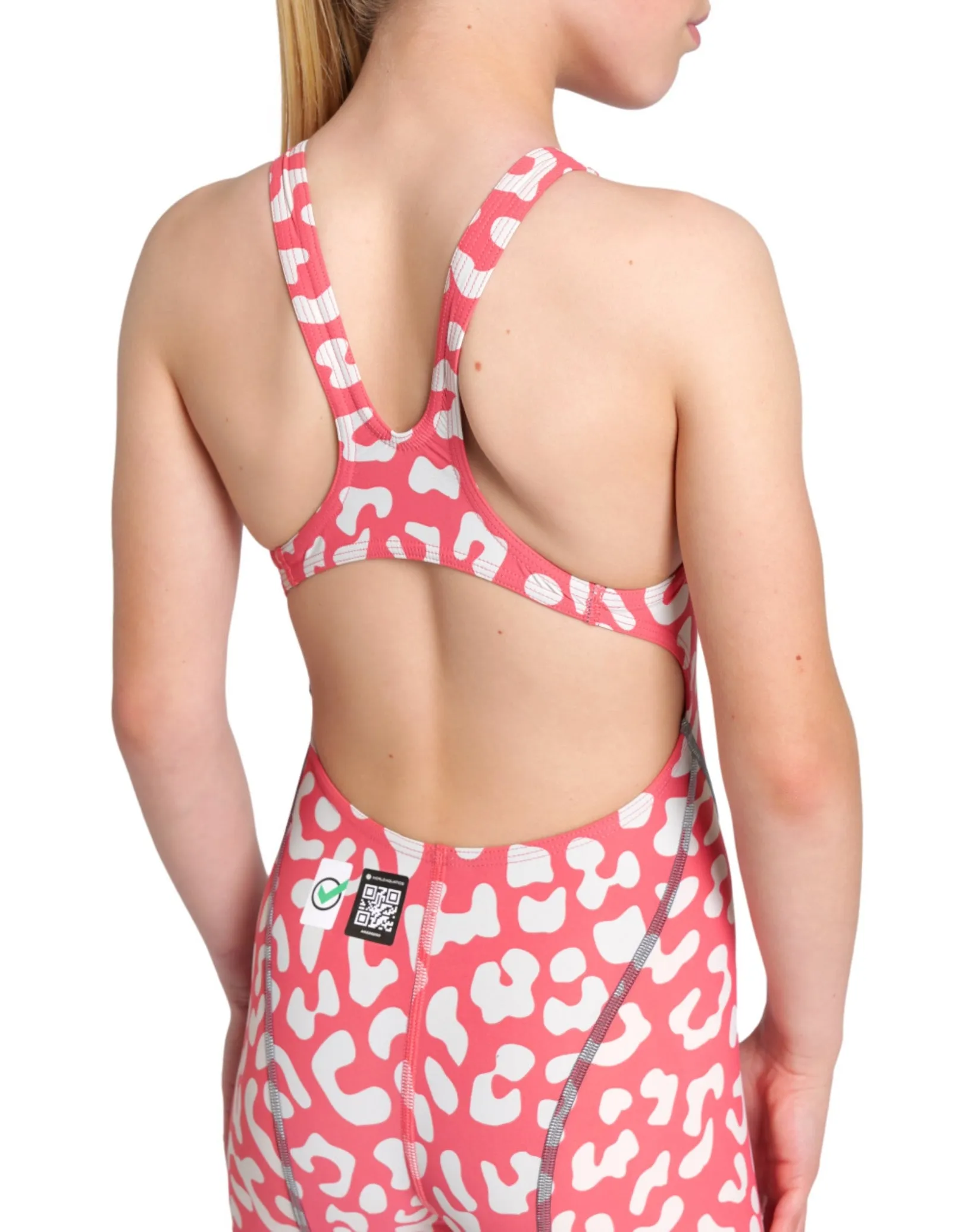 Limited Edition Girls Powerskin ST NEXT Open Back - Leopard Skin Geranium