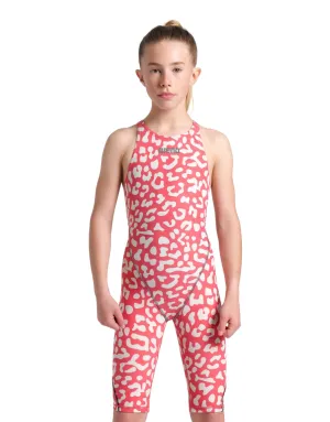 Limited Edition Girls Powerskin ST NEXT Open Back - Leopard Skin Geranium