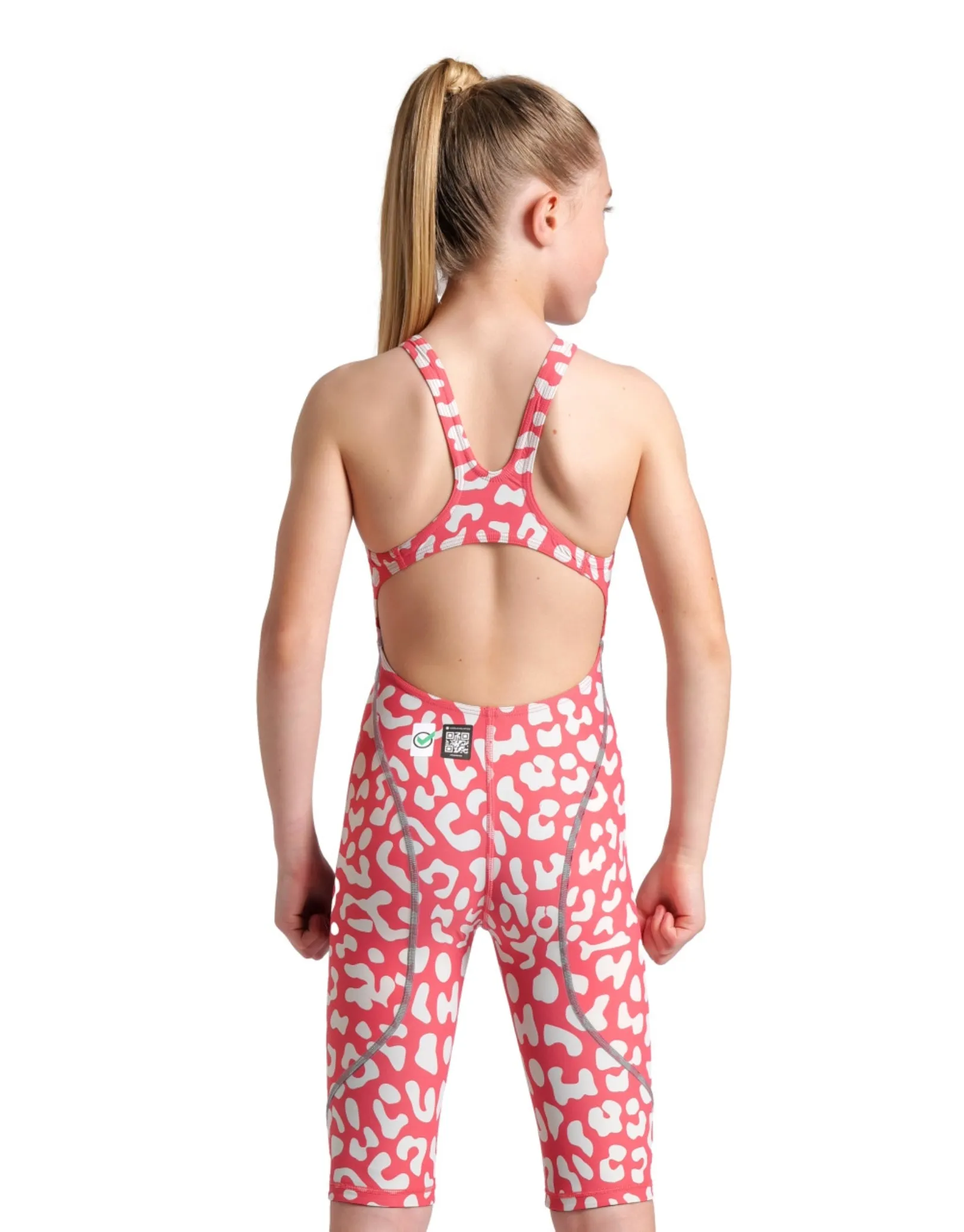 Limited Edition Girls Powerskin ST NEXT Open Back - Leopard Skin Geranium