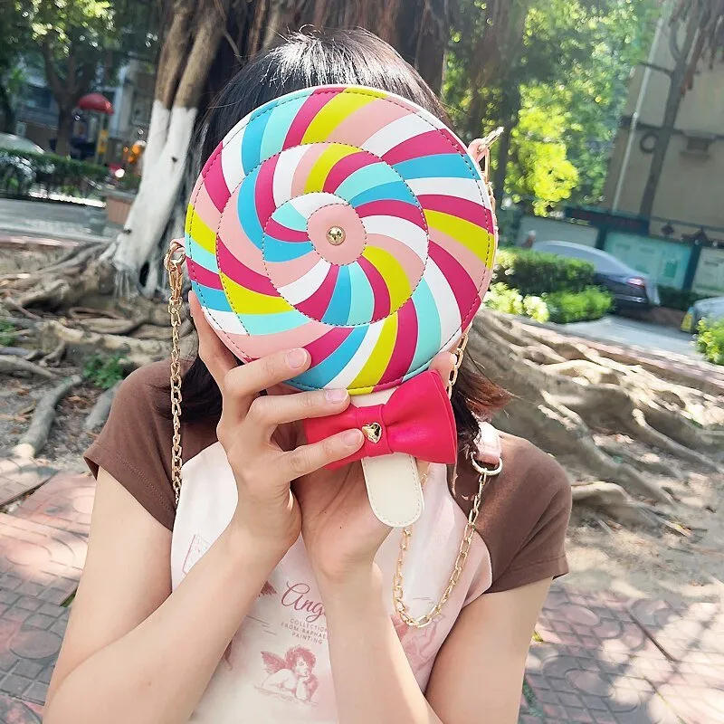Lollipop Candy Crossbody Bag: Circular Shoulder Bag