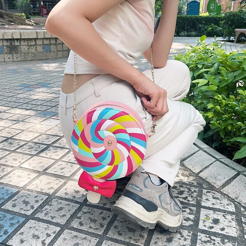 Lollipop Candy Crossbody Bag: Circular Shoulder Bag