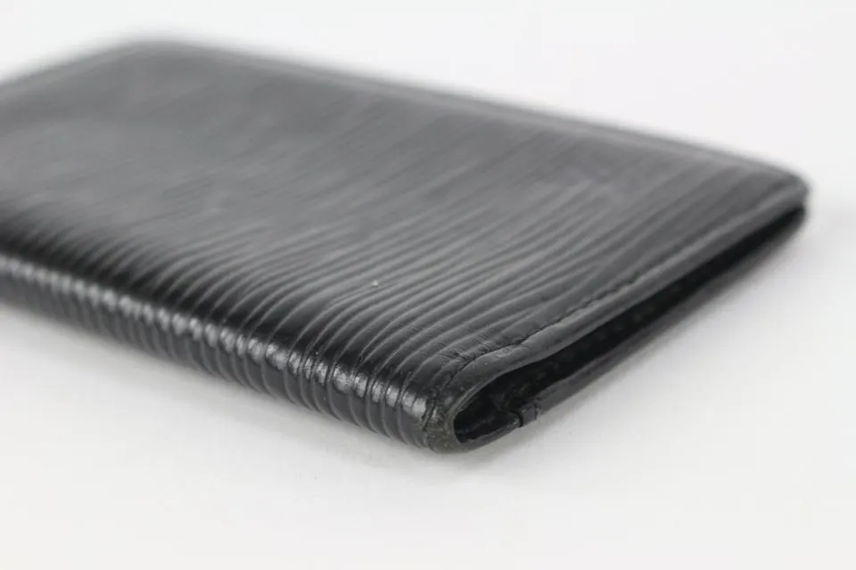 Louis Vuitton Black Epi Leather Noir Porte Cartes Card Holder Wallet case 830lv34