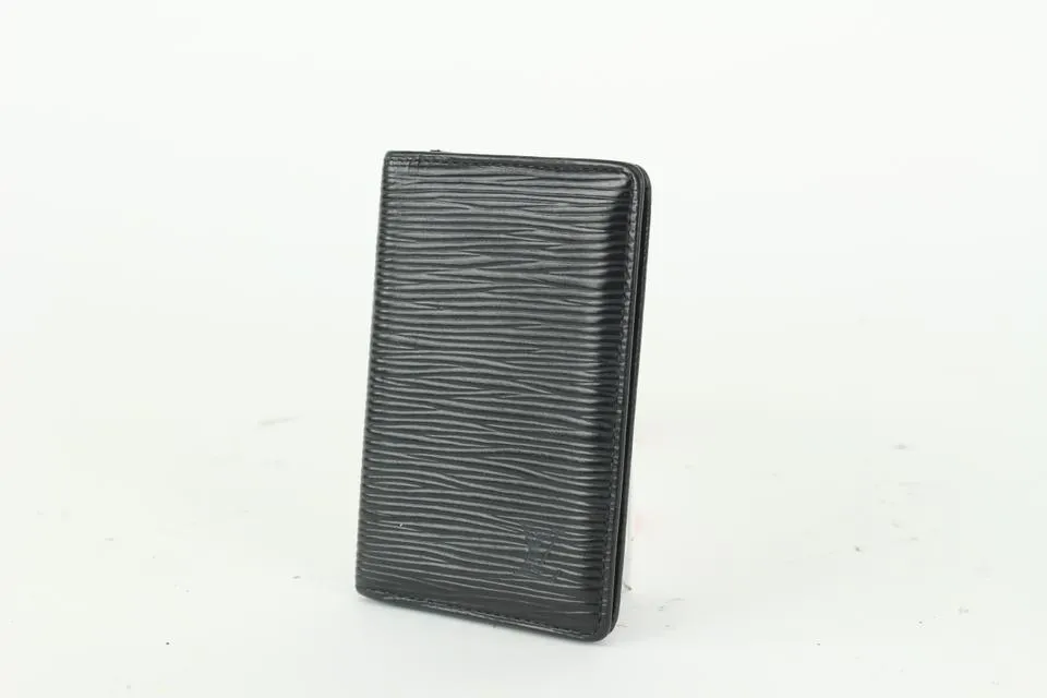 Louis Vuitton Black Epi Leather Noir Porte Cartes Card Holder Wallet case 830lv34