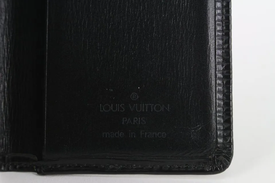 Louis Vuitton Black Epi Leather Noir Porte Cartes Card Holder Wallet case 830lv34
