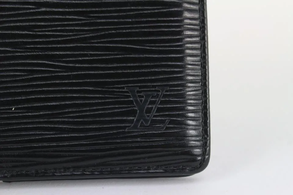 Louis Vuitton Black Epi Leather Noir Porte Cartes Card Holder Wallet case 830lv34