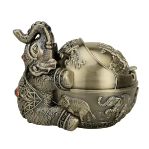 Lucario Windproof Ashtray with Lid Metal Portable Cigarettes Ashtray for Outdoors Indoors Hand Stamped Pattern Smoking Ashtray Fancy Gift for Men Women