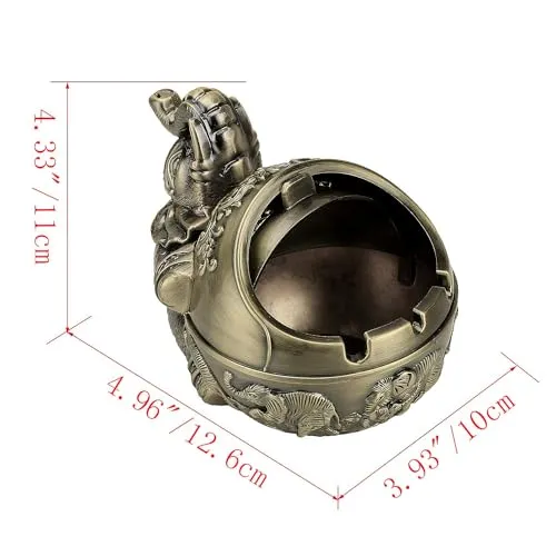 Lucario Windproof Ashtray with Lid Metal Portable Cigarettes Ashtray for Outdoors Indoors Hand Stamped Pattern Smoking Ashtray Fancy Gift for Men Women