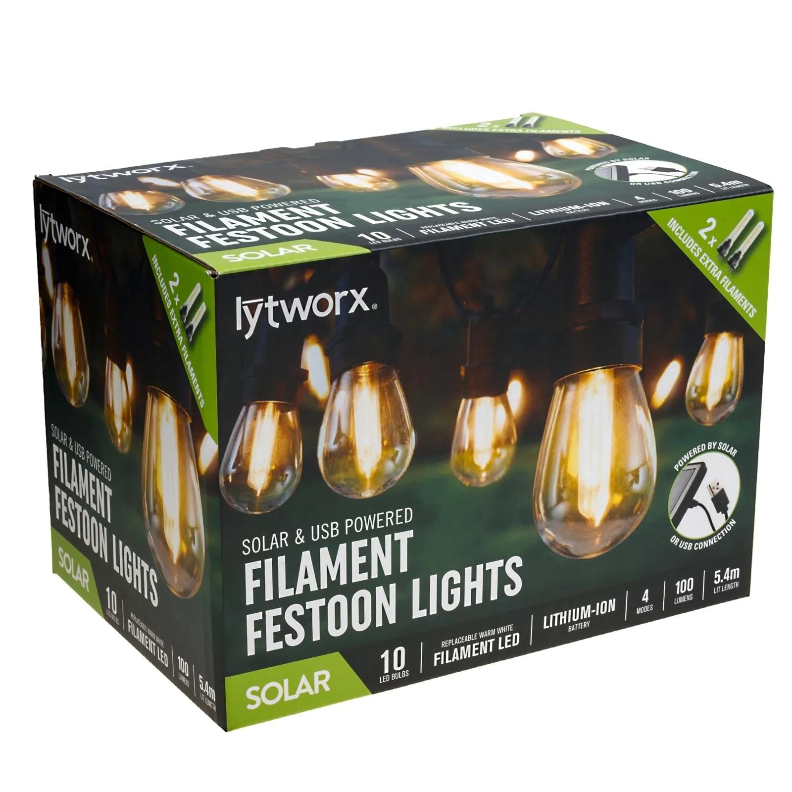 Lytworx Filament Festoon Solar And USB LED Lights