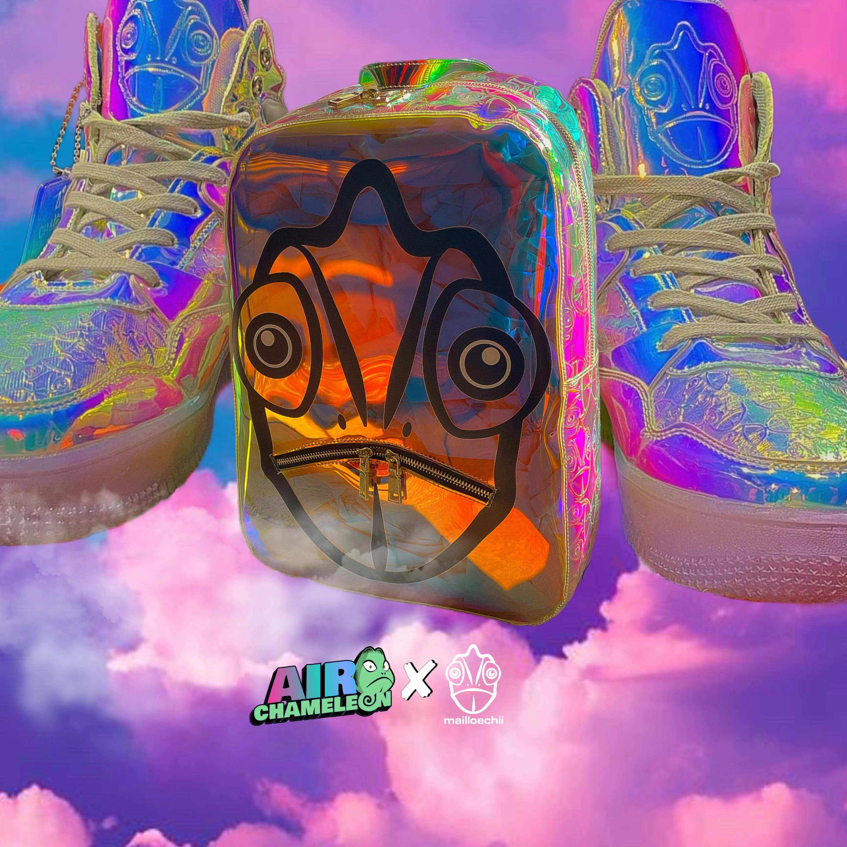 Mailloechii x Air Chameleon Iridescent Holographic Back Pack