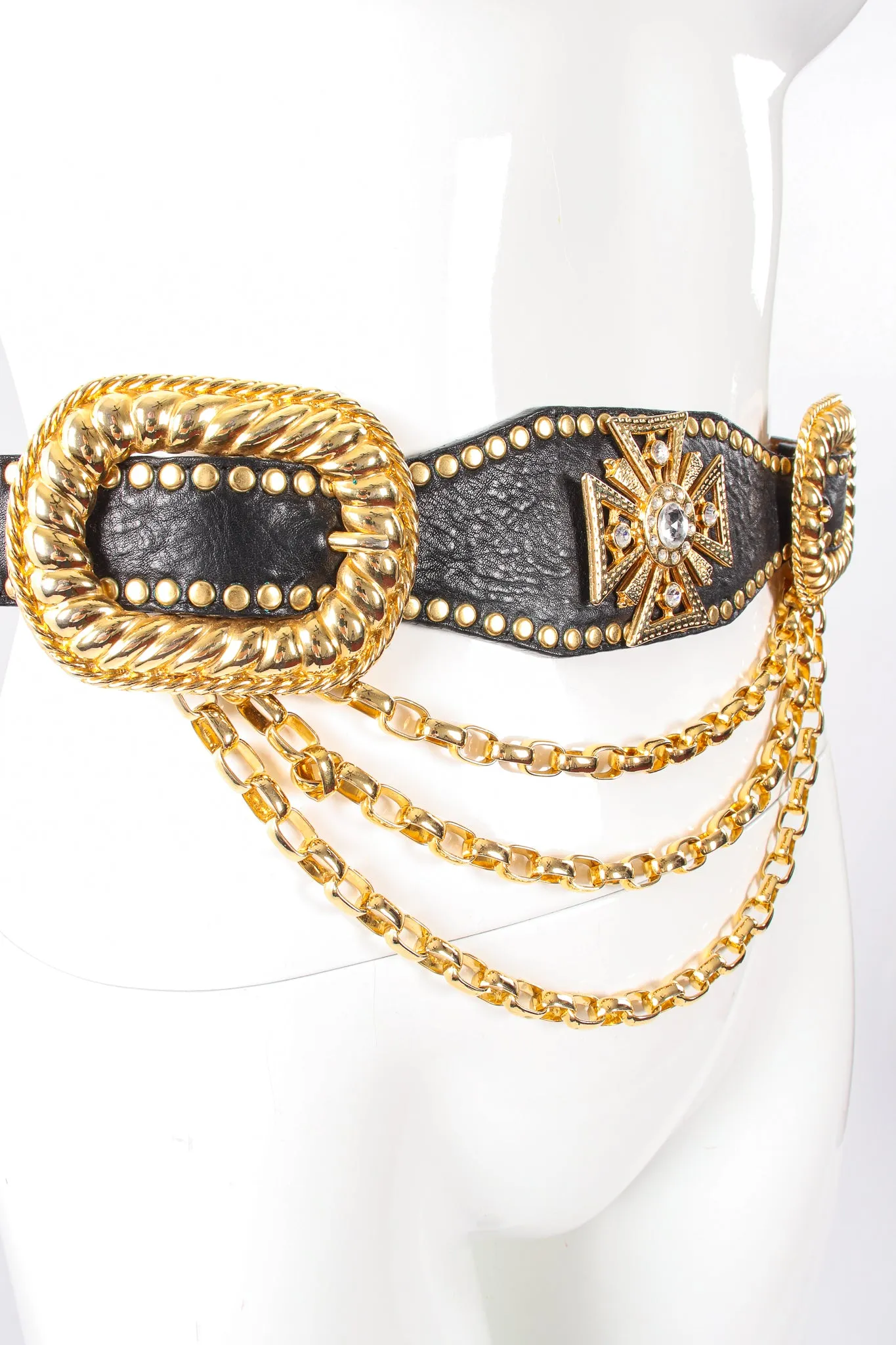 Maltese Cross Leather Chain Belt