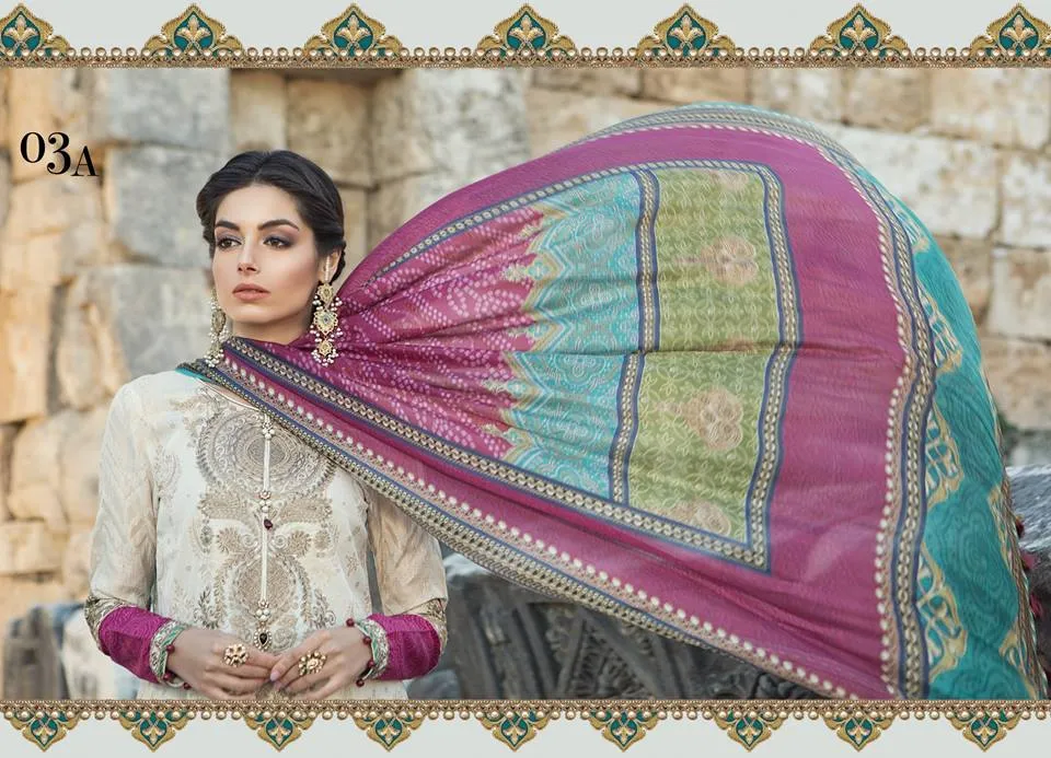 Maria b. Summer 2019 Cotton-Lawn Beige Embroidery Suit