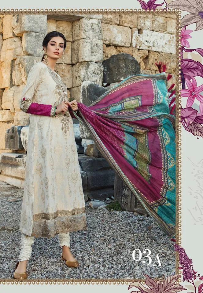 Maria b. Summer 2019 Cotton-Lawn Beige Embroidery Suit