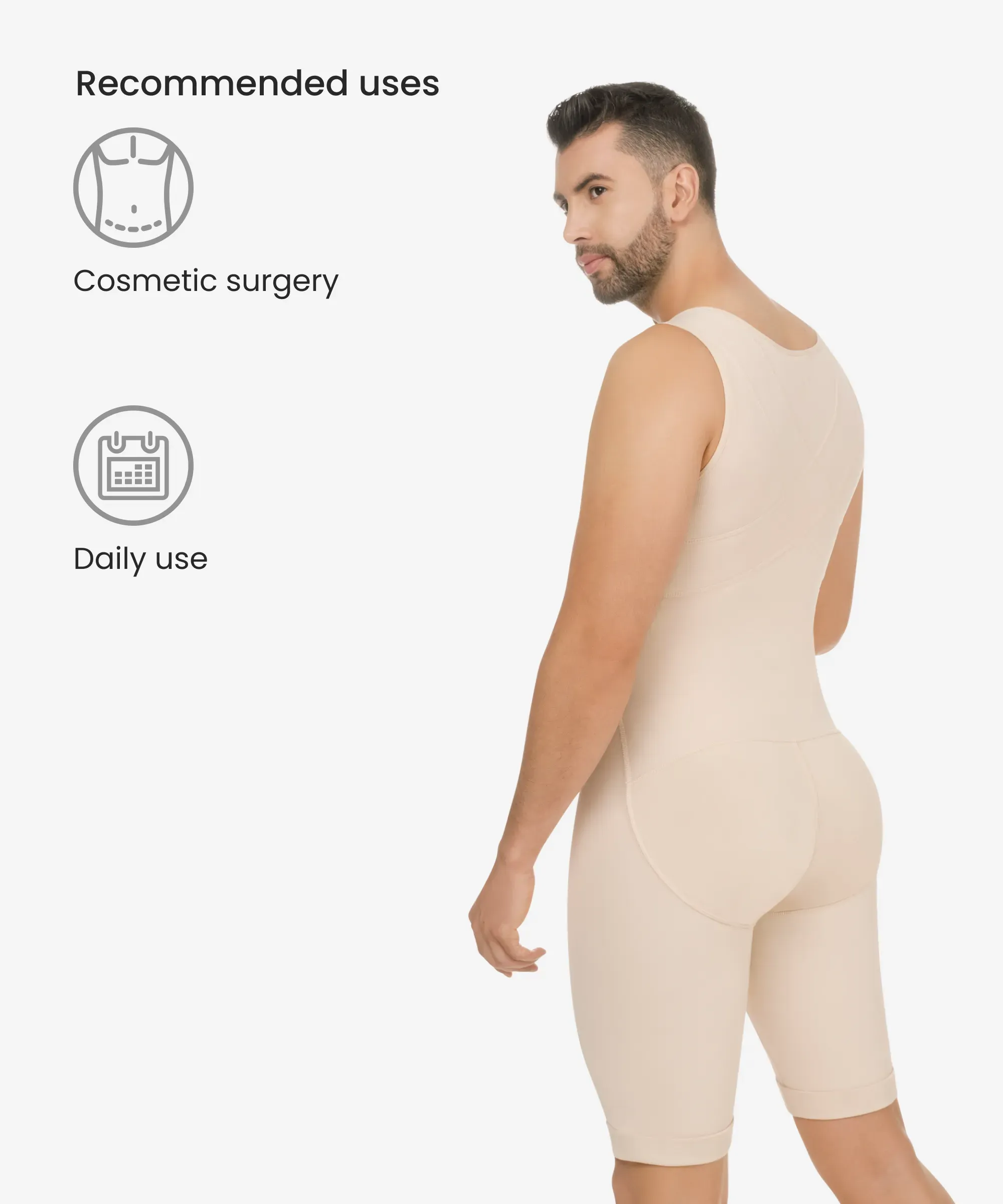 Men’s abdomen and legs control bodysuit - Style 298