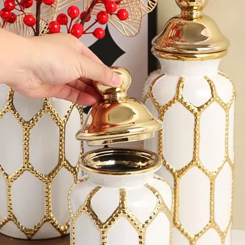 MERISHOPP® Ceramic Tea Canister Tin Porcelain Ginger Jar for Bookshelf Centerpiece S|Home & Garden | Home Decor| Other Home Decor|1 Ceramic Ginger Jar Vase