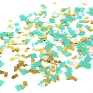Mint Aqua White Gold Foil Shredded Confetti Paper Glitter Party Decoration