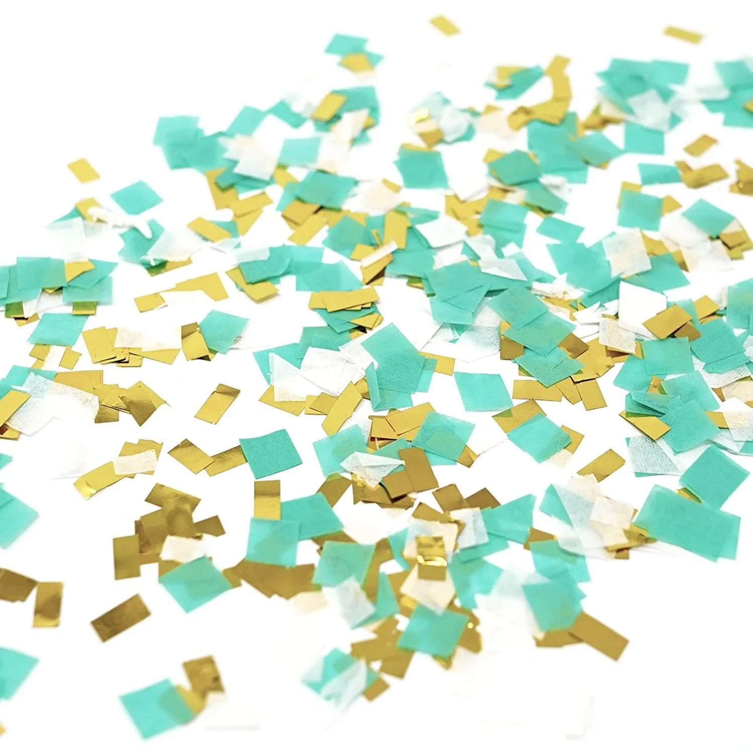 Mint Aqua White Gold Foil Shredded Confetti Paper Glitter Party Decoration
