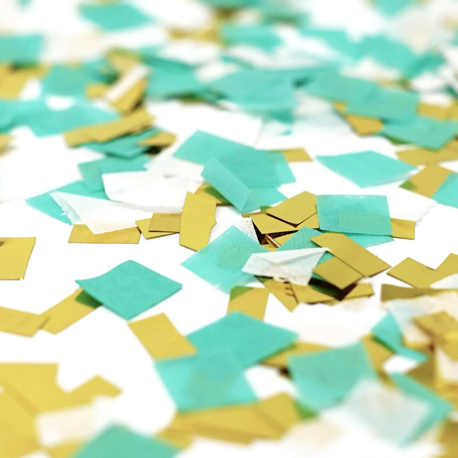 Mint Aqua White Gold Foil Shredded Confetti Paper Glitter Party Decoration