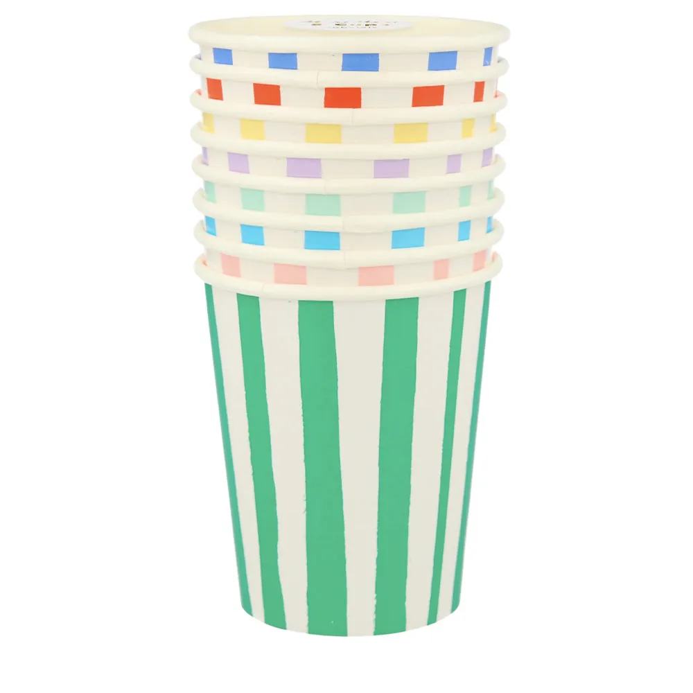 Mixed Stripe Cups (x 8)