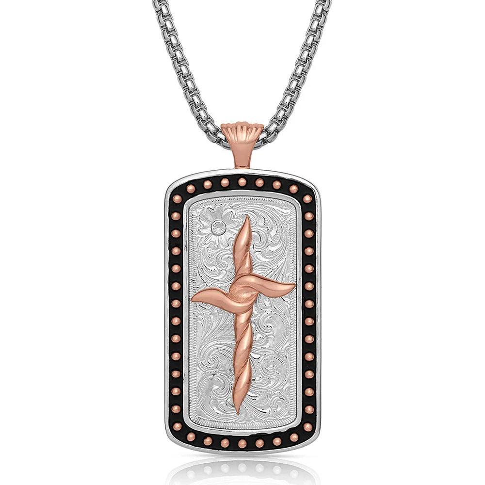 Montana Silversmith American Legends Cross Dog Tag Necklace