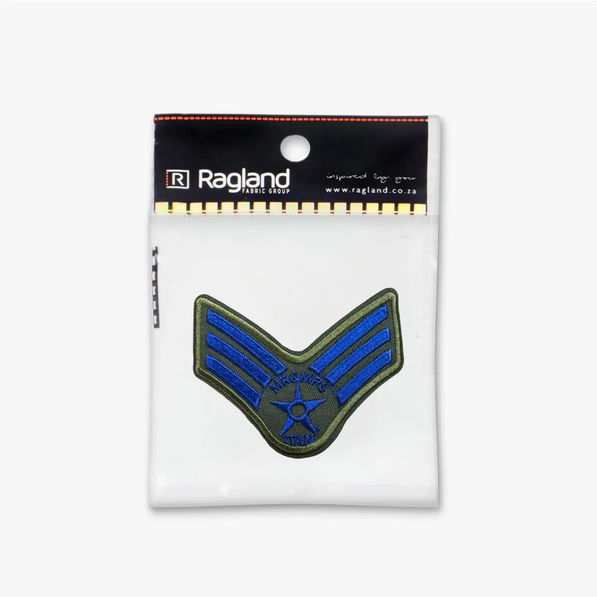 Motif Iron On Badge - ARMY BLUE STRIPE