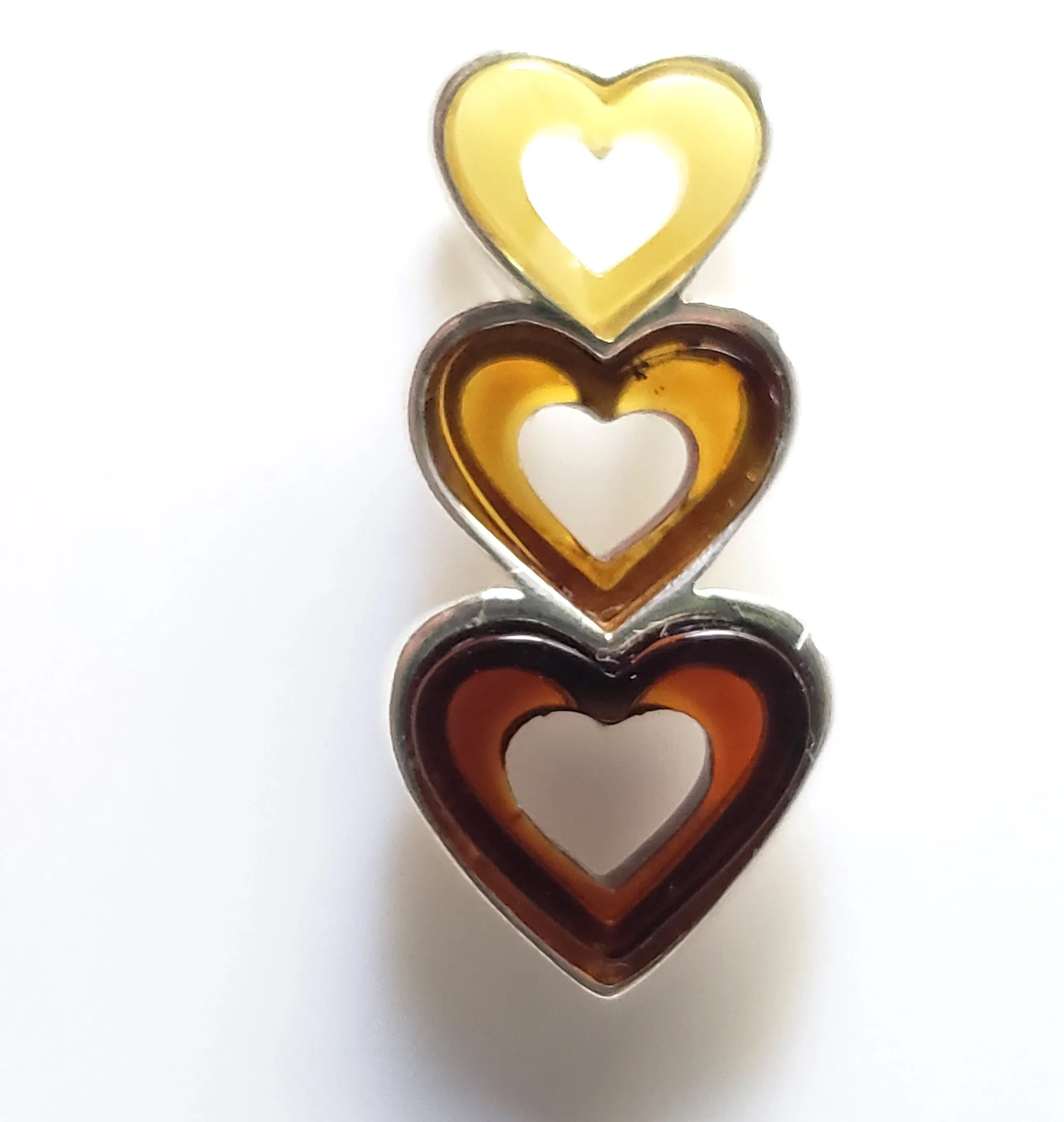 Multicolor Amber Heart Earrings Pendant Set