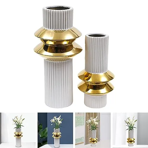 MYADDICTION Ceramic Flower Vase Modern Plant Pot Home Decor Tea Caddy Ceramic Ginger Jar 13cmx13cmx33cm